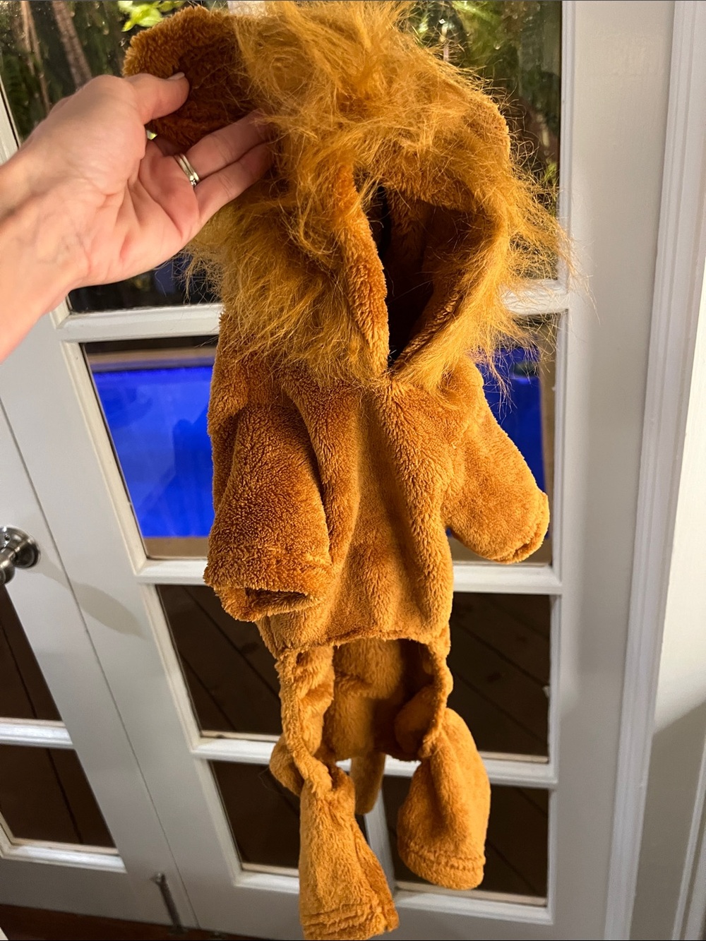 Plush Lion Dog Costume Hoodie in Brown